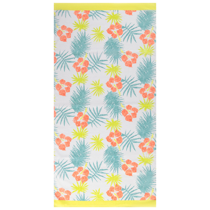 Serviette de plage en éponge imprimé fleurs d'hibiscus 