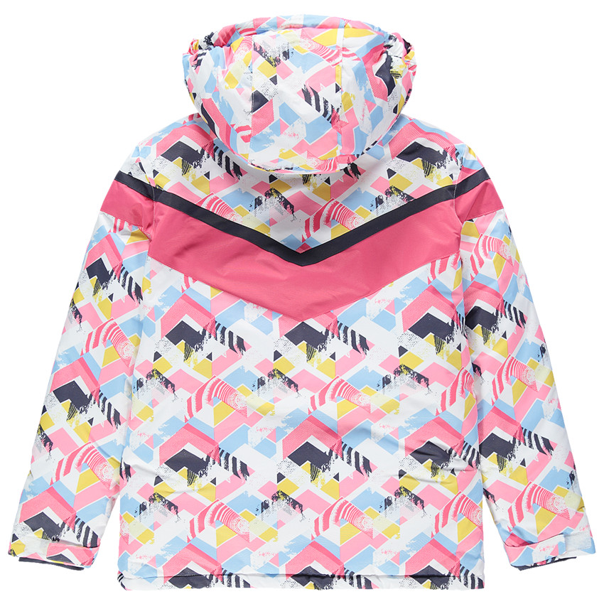 Blouson de ski imperméable à motif graphique pour enfant fille 