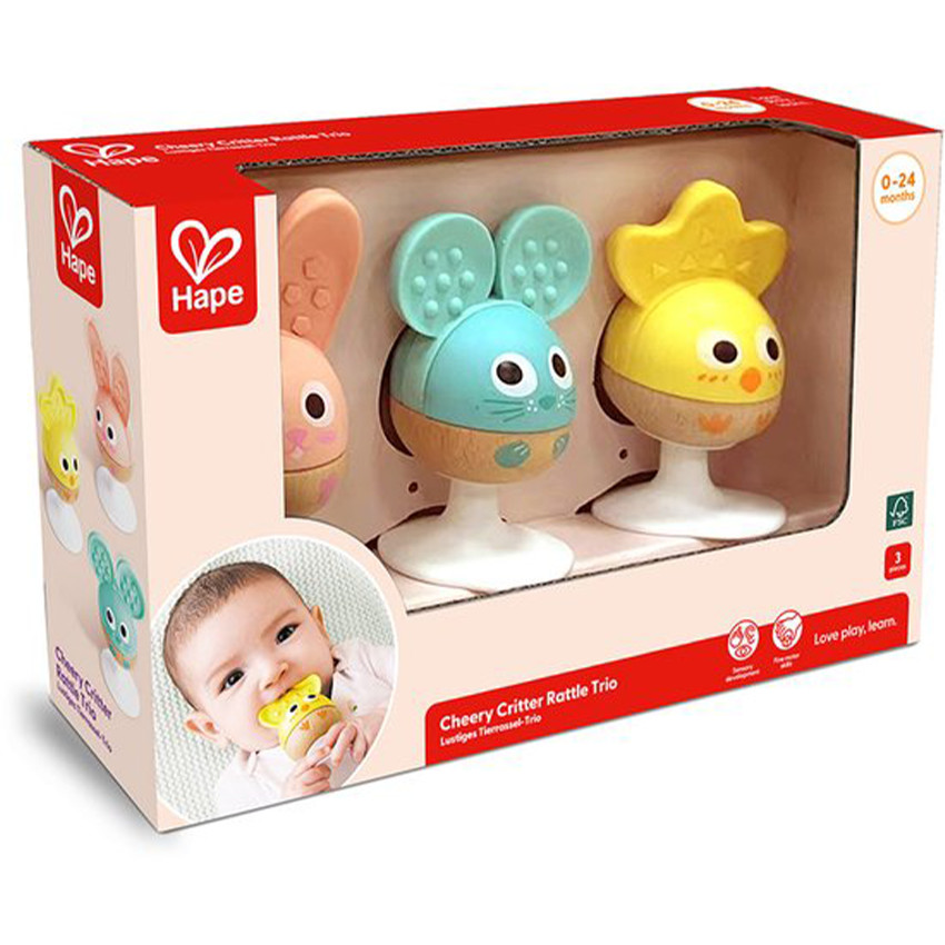 Ensemble hochet et anneau de dentition avec ventouse 