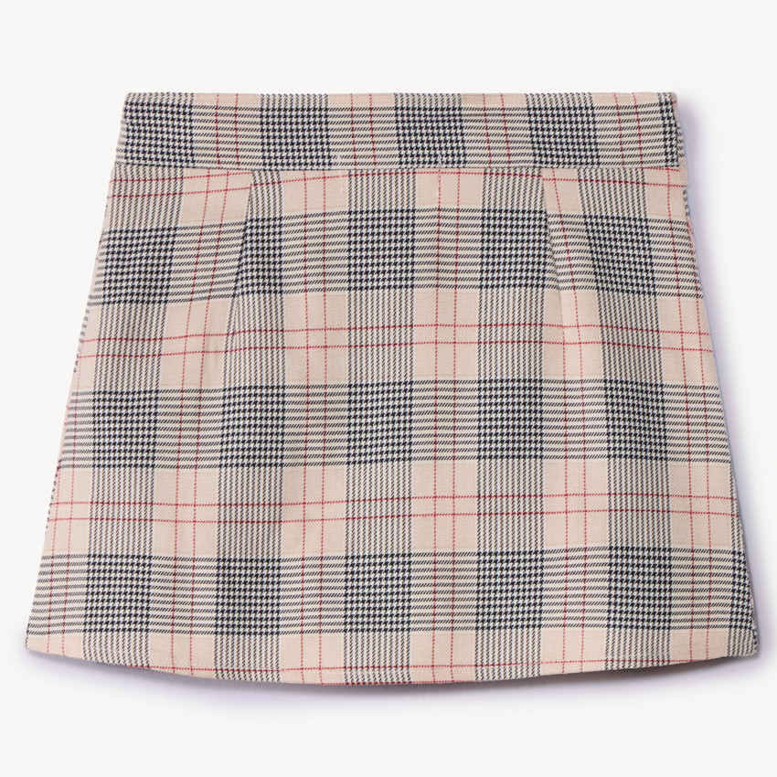 Jupe courte milano à carreaux et boucle pour fille 