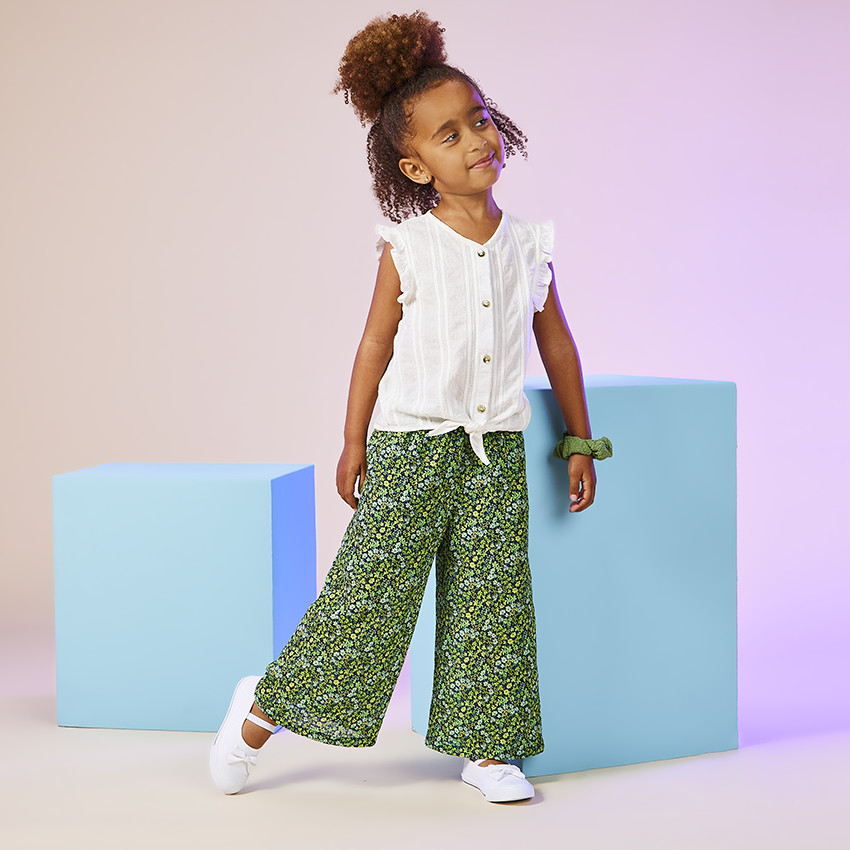 Pantalon large et fluide imprimé floral pour fille 