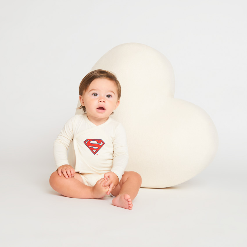 Set van 3 lange mouwen bodies Superman voor babyjongens met verschillende sluitingen volgens leeftijd 