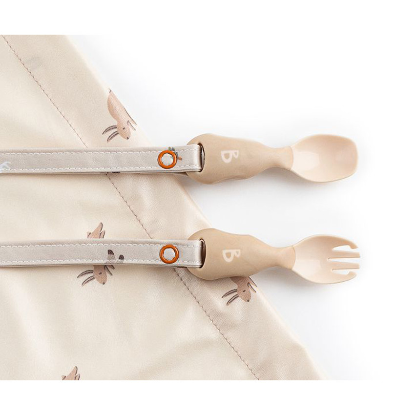 Set de couverts Handi Cuillère & Fourchette avec clip d'attache Fawn 6m+ 