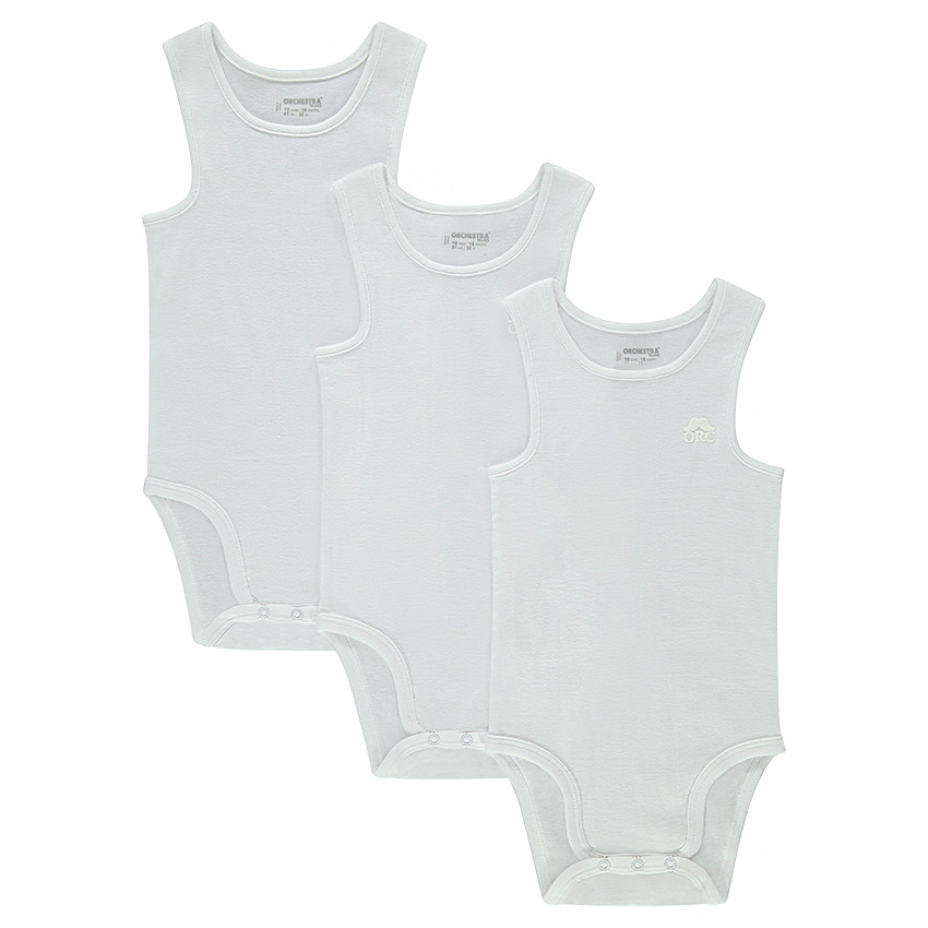 Lot de 3 bodies sans manches unis pour bébé garçon 