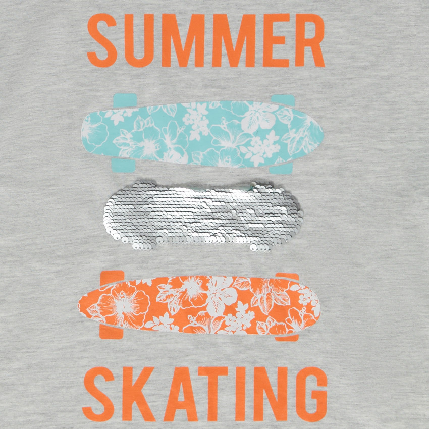 T-shirt manches courtes print et sequins magiques skate pour garçon 