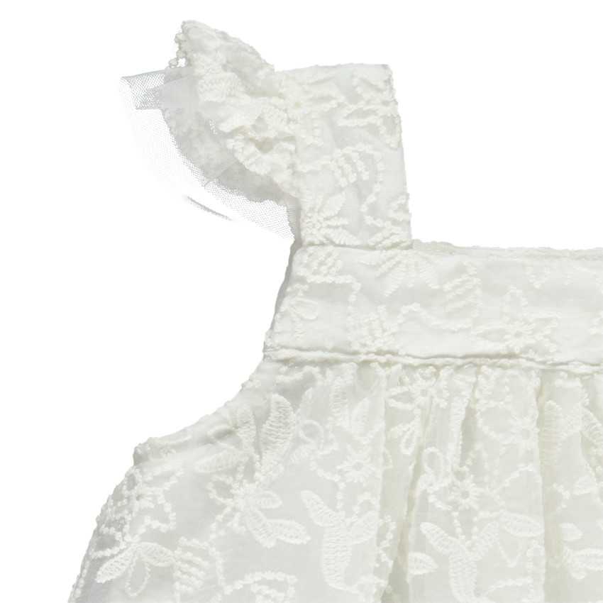 Lange jumpsuit voor meisjes met geborduurde ceremonie en 2-in-1 effect 