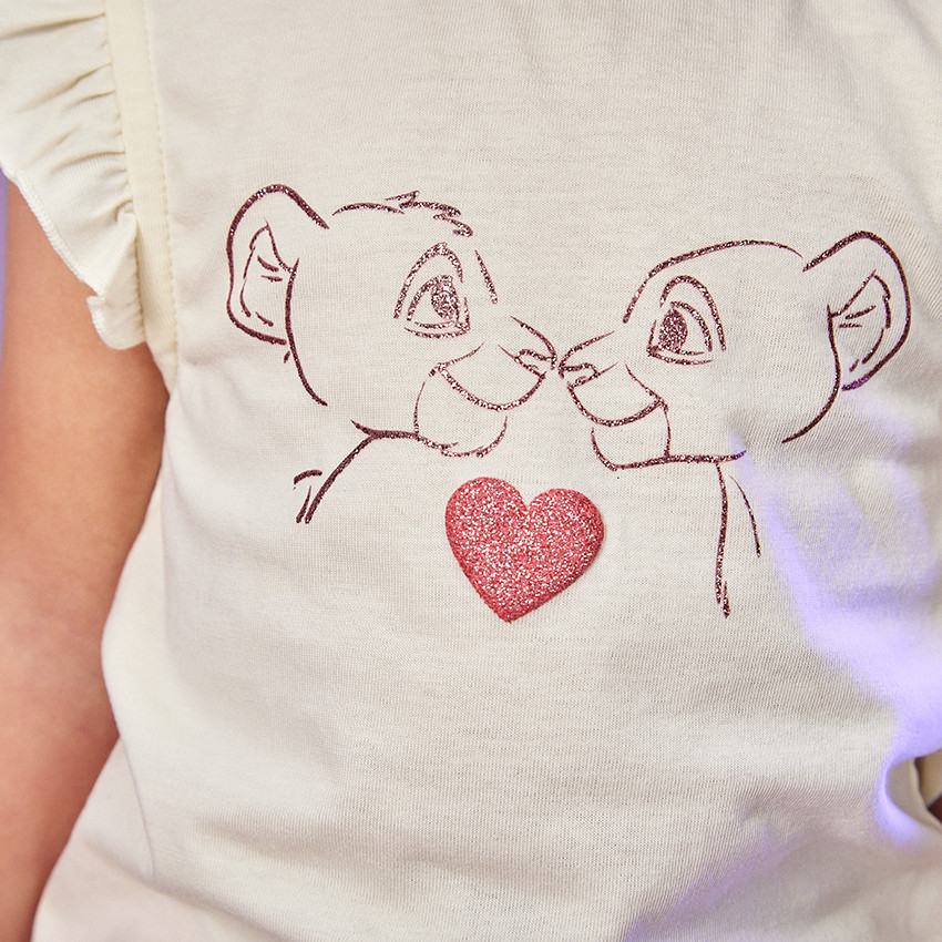 T-shirt korte mouwen print De Leeuwenkoning voor baby meisje 