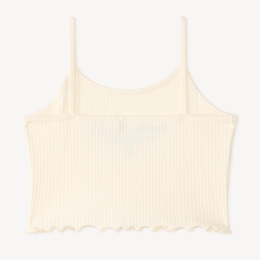 Débardeur court effet côtelé à broderie fille 