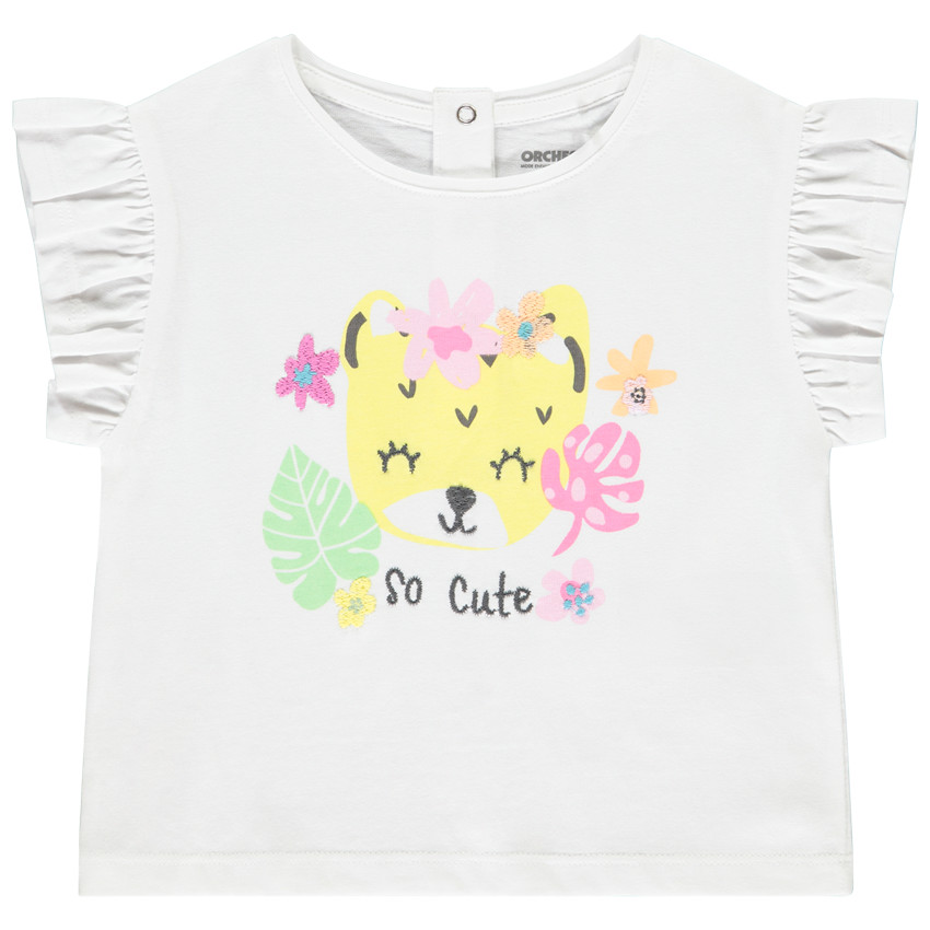 T-shirt manches courtes motif léopard pour bébé fille 