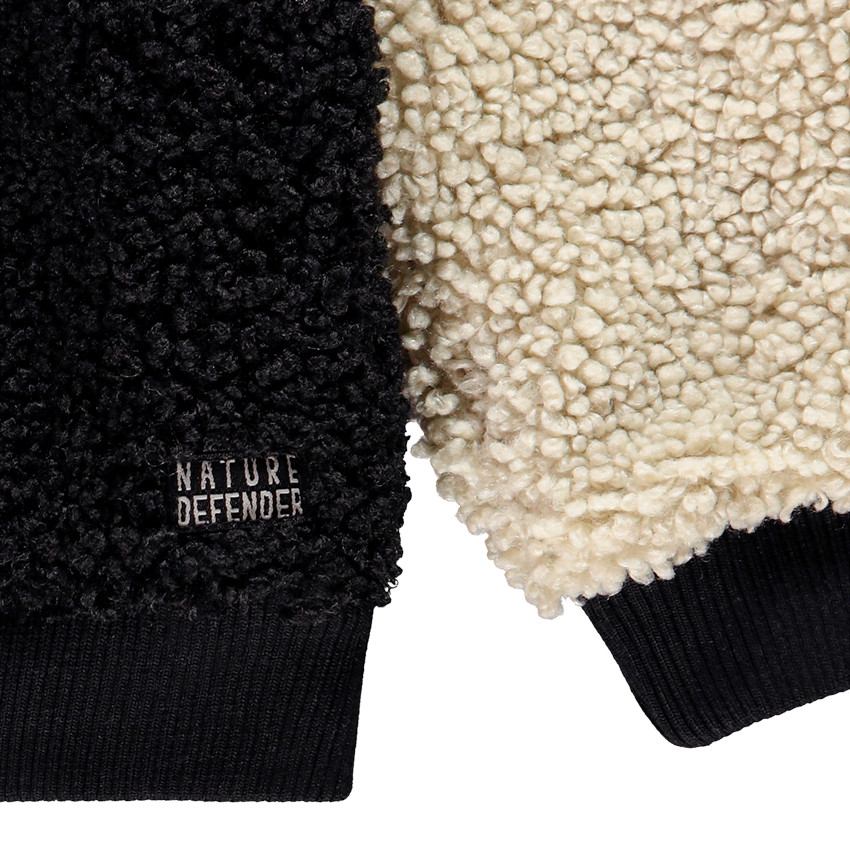 Sweat à capuche en sherpa moutonnée et col zippé pour enfant garçon 