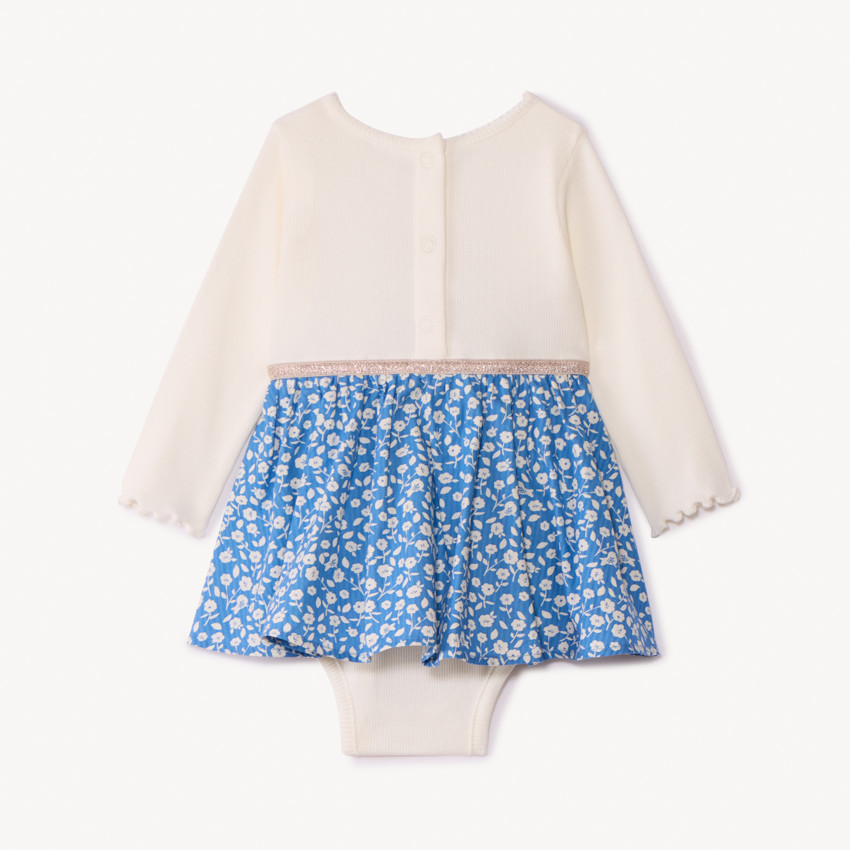 Lange mouwen jurk body met 2-in-1 effect en bloemenprint voor meisjes 