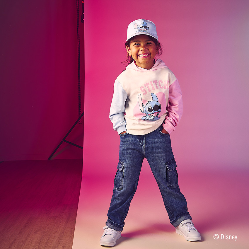 Sweat à capuche effet color block Stitch Disney pour fille 