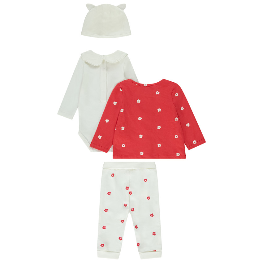 Ensemble 4 pièces imprimé fleurs pour bébé fille 