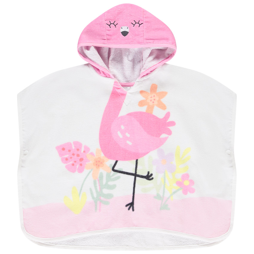 Poncho de bain ludique flamant rose pour bébé fille 