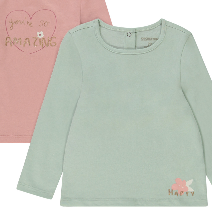 Lot de 4 t-shirts manches longues en jersey pour bébé fille 