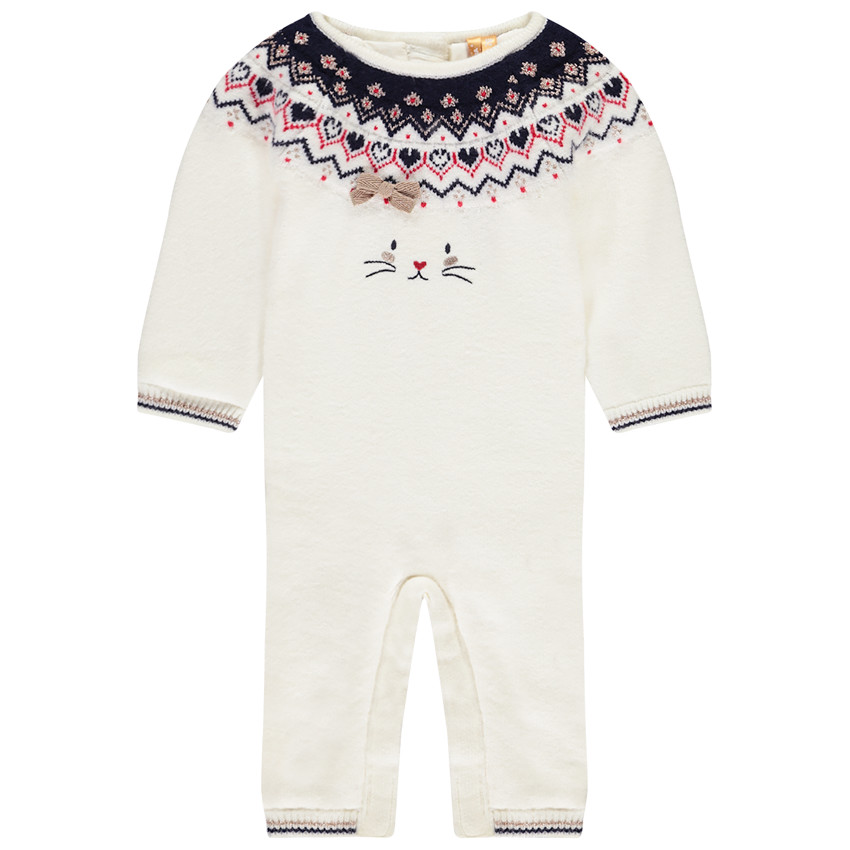 Lange jumpsuit in gebreid jacquard voor meisjes 