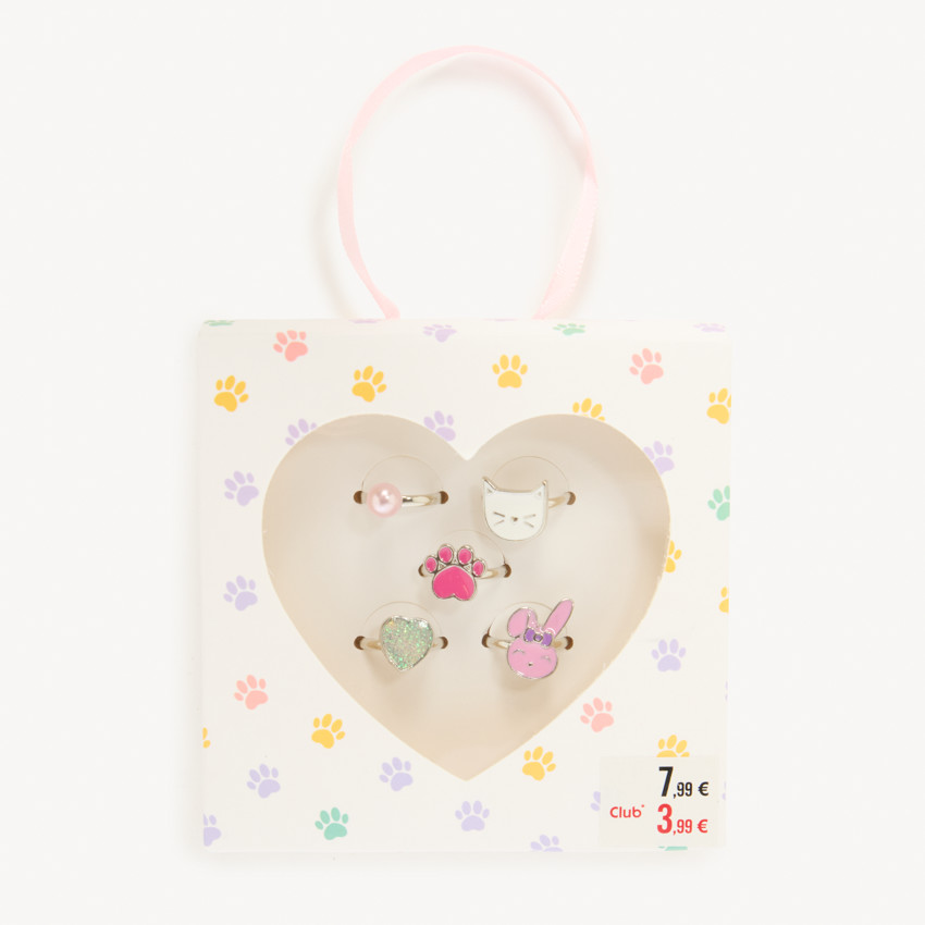 Lot de 5 bagues fantaisie animaux pour fille 