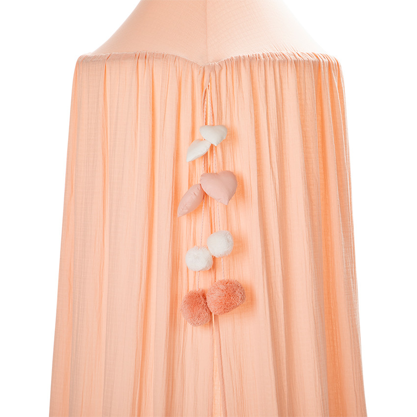 Ciel de lit en gaze de coton - Rose 