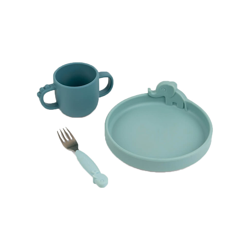 Kit vaisselle Peekaboo Deer Friends - Bleu 