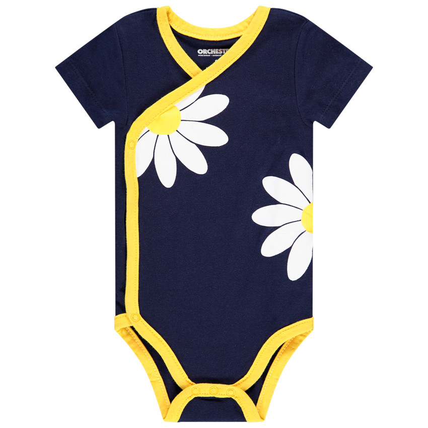 Lot de 7 bodies manches courtes en coton motif marguerites 