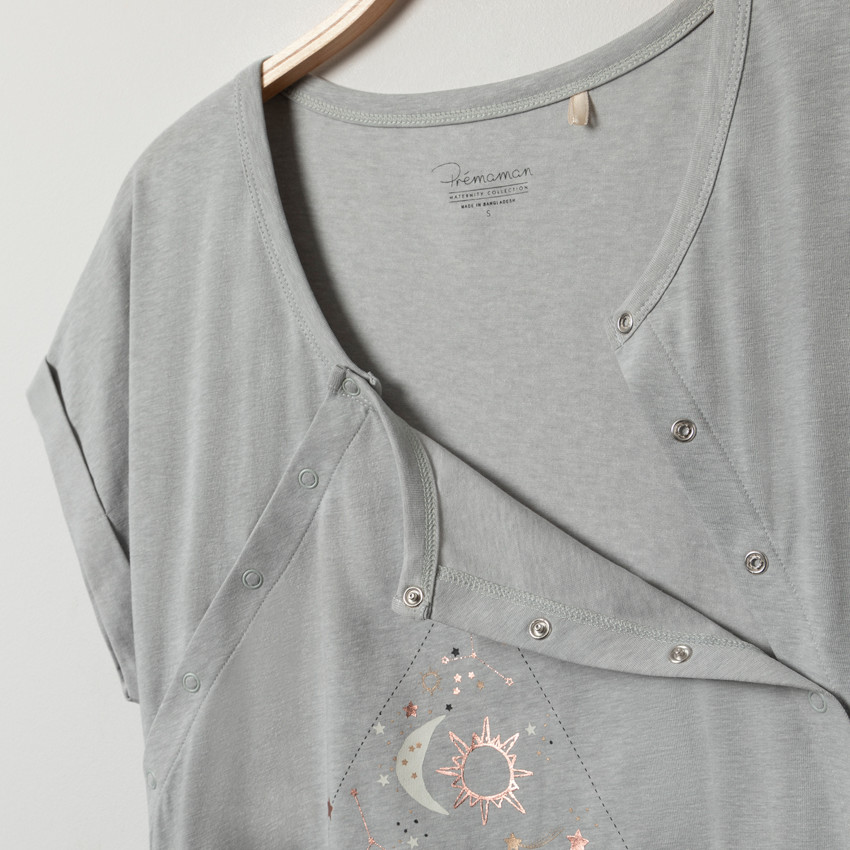 Chemise de nuit de grossesse et d'allaitement print astrologie 
