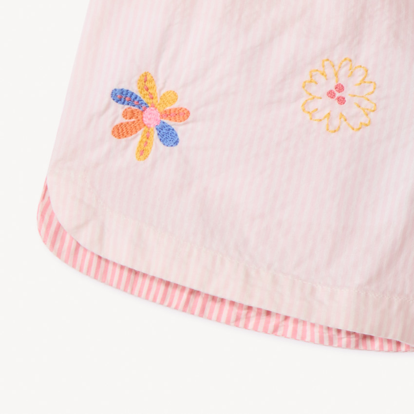 Short en seersucker rayé avec broderie pour fille  