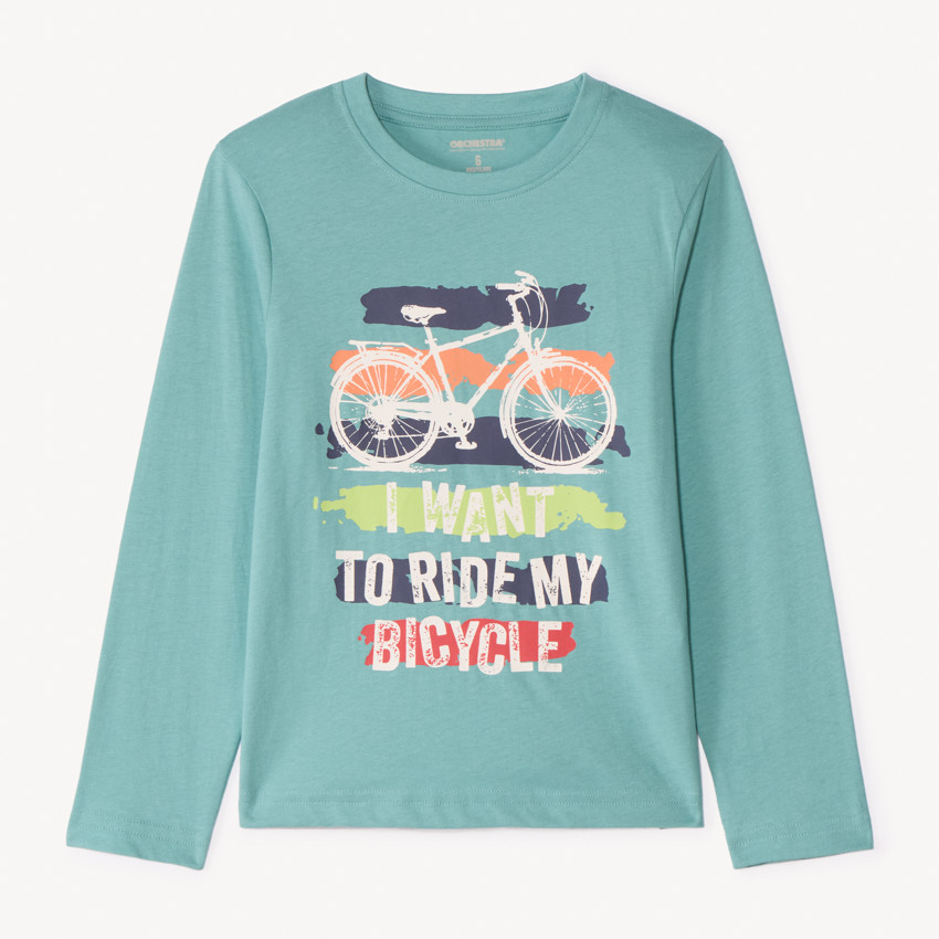 Langarm T-shirt met print voor jongens 