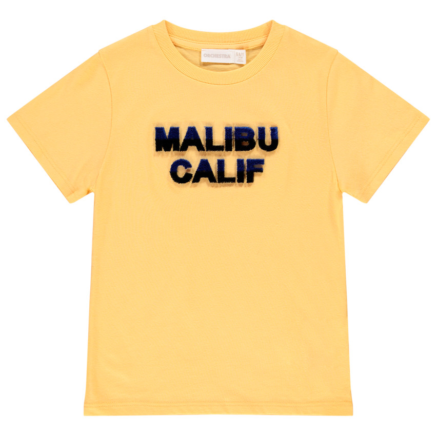 T-shirt manches courtes avec inscription en relief bicolore pour garçon 