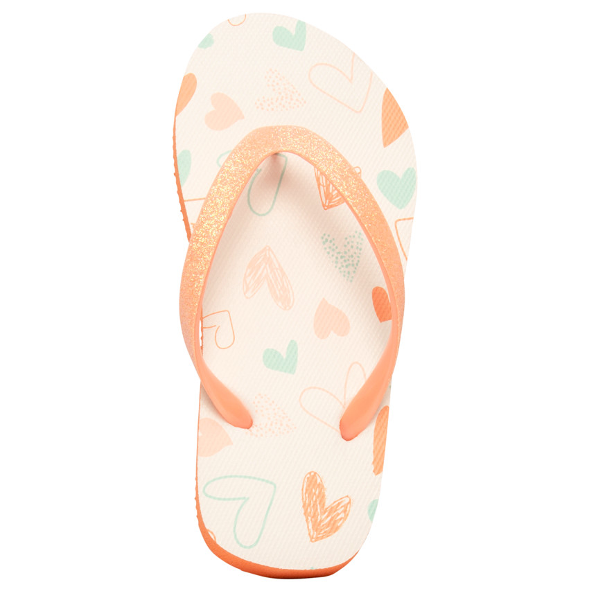 Tongs à bride pailletée imprimé cœurs pour fille avec lanière selon l'âge 