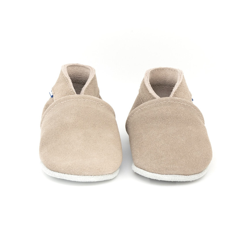 Chaussons souples 12-18M en suède Babysoft Niquel 
