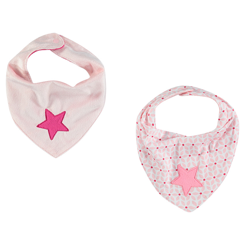 Lot de 2 bavoirs forme bandana avec broderie étoile 