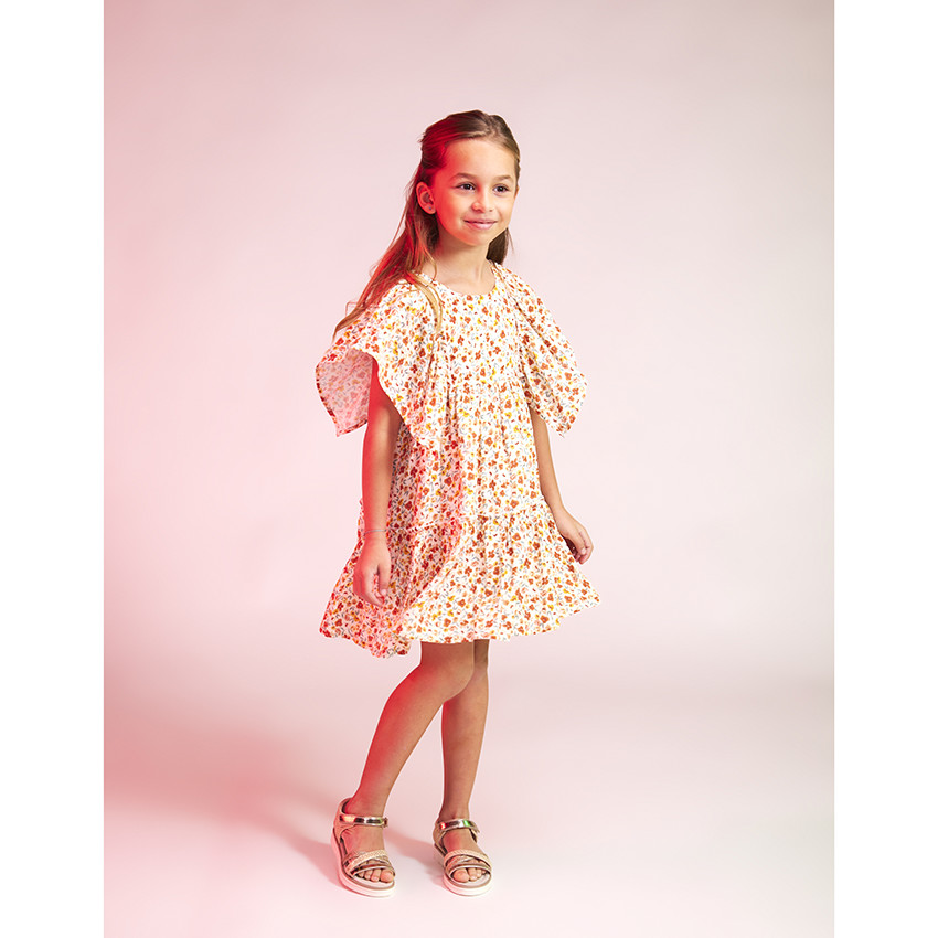 Jurk met korte volantmouwen en bloemenprint voor meisjes 