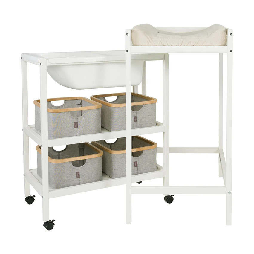 Table à langer + Bain Basic Blanc 