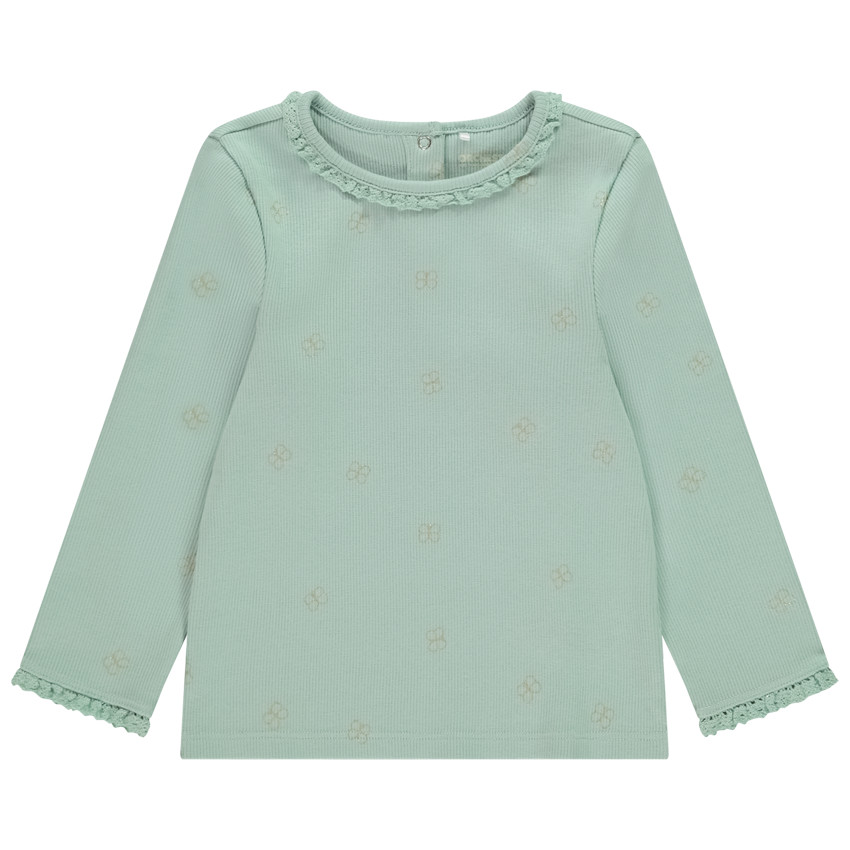 T-shirt manches longues maille côte et print fantaisie pour bébé fille 