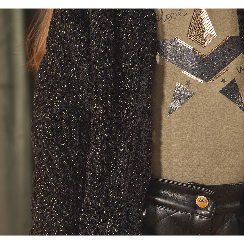 T-shirt manches longues en jersey print sequins pour fille 