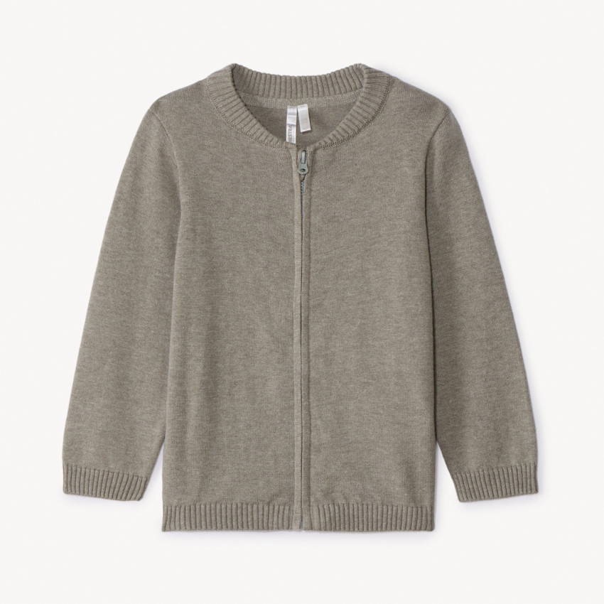 Gebreid vest met effen teddycol voor babyjongens 