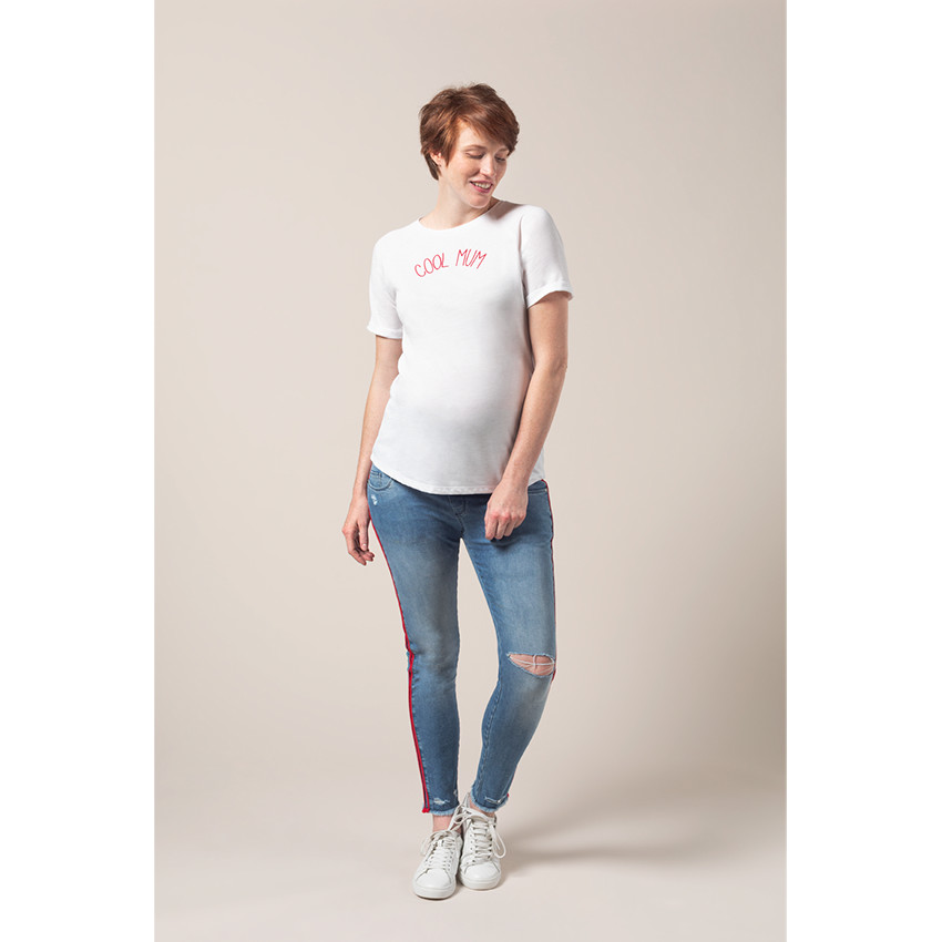 Zwangerschapsshirt met korte mouwen en print met boodschap 