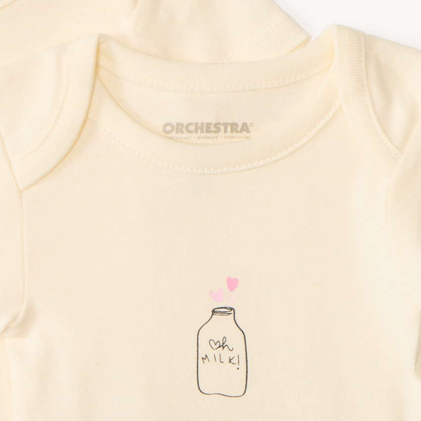 Set van 7 korte mouwen rompers met ontbijtdruk voor meisjes. 