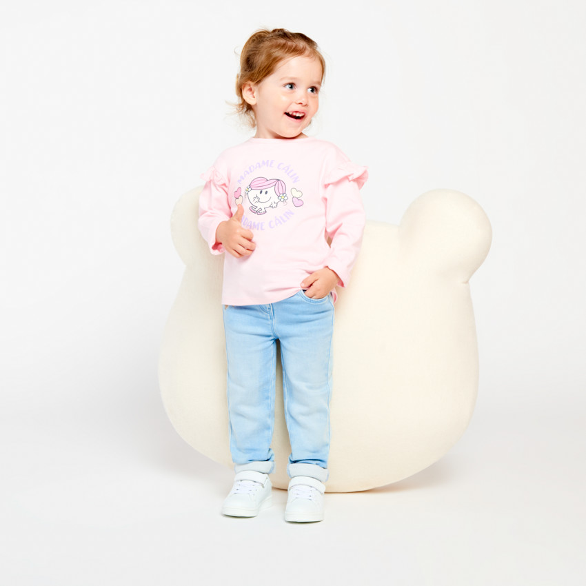 T-shirt met lange mouwen en Madame Câlin-print voor meisjes roze 