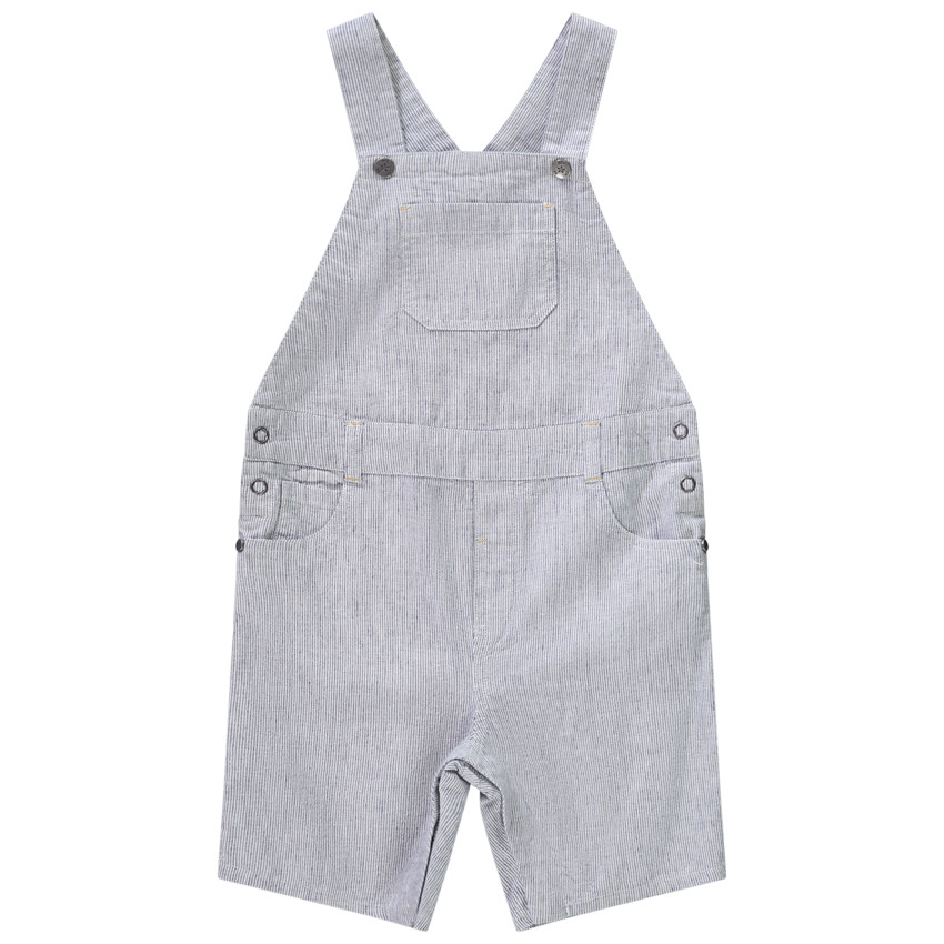 Salopette courte en toile à fines rayures pour bébé garçon 