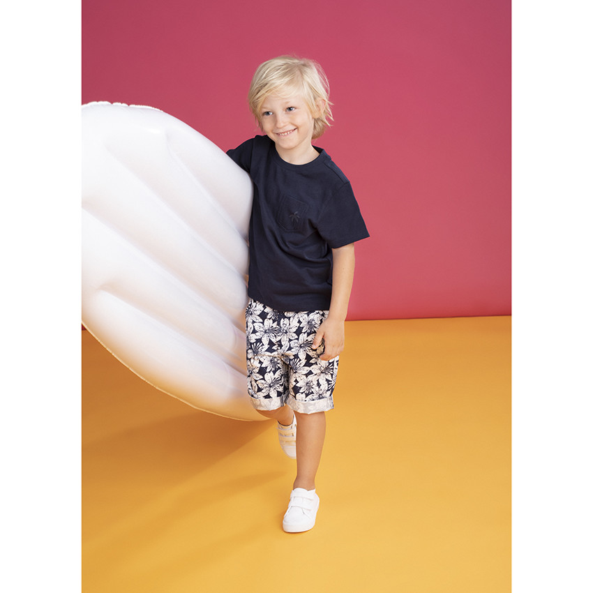 T-shirt manches courtes à poche print palmier 