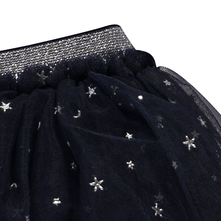 Rok met fronsen in zilveren bedrukt tule voor meisjes 