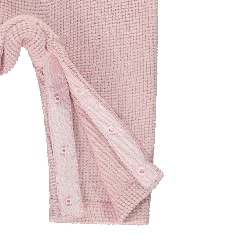 Combinaison longue uni rose avec col fantaisie pour bébé fille 