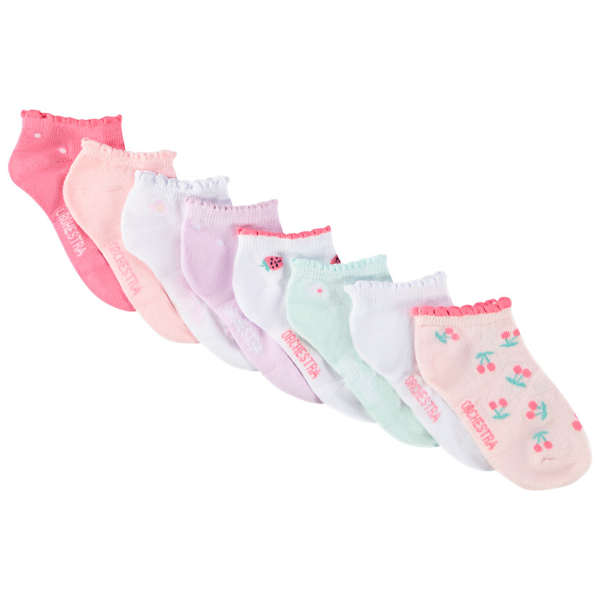 Lot de 8 paires de chaussettes courtes motifs fantaisie pour fille 
