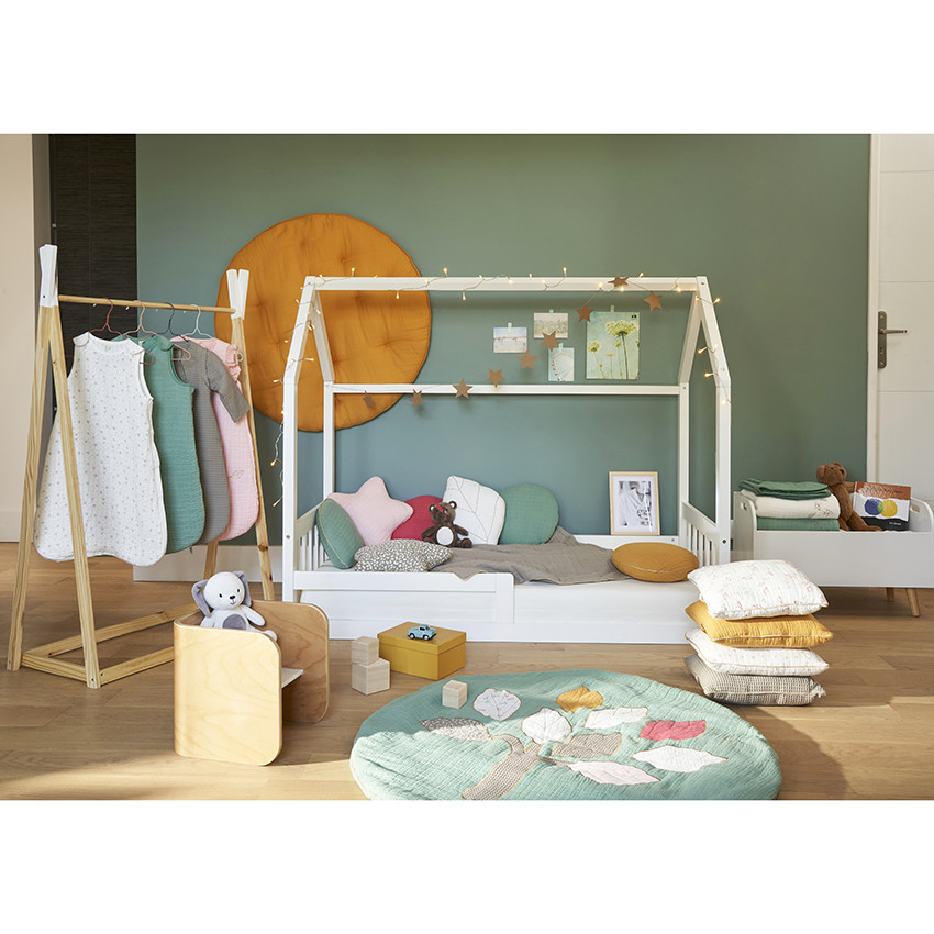Coussin décoratif rond en tétra modulable en tour de lit ou de parc 
