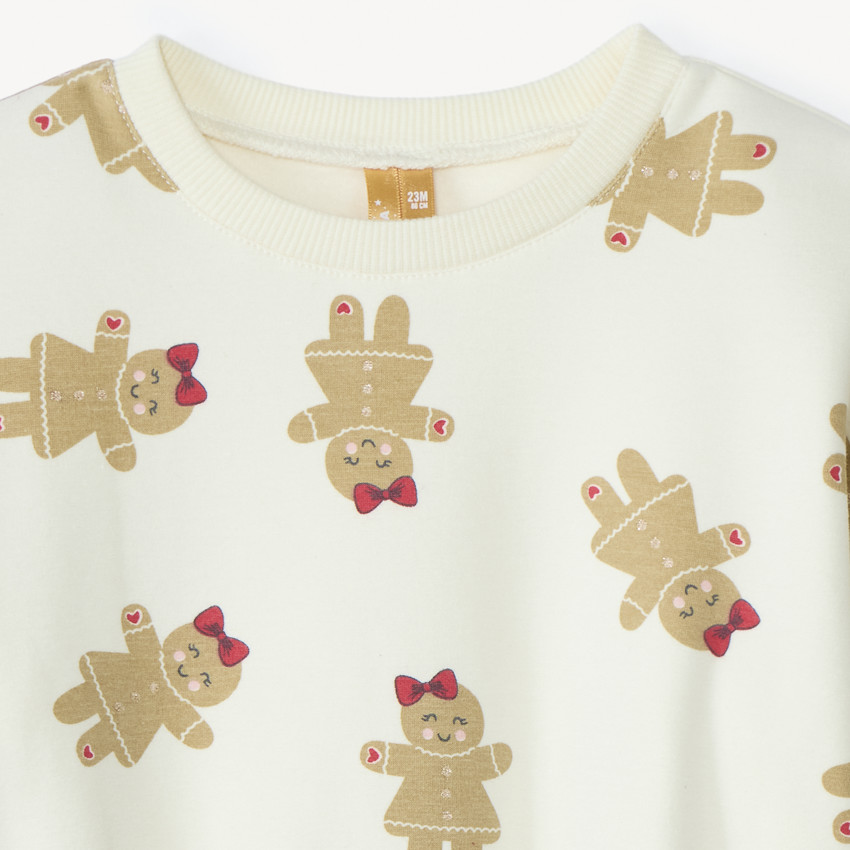 Sweat oversize imprimé biscuits de Noël pour bébé fille 