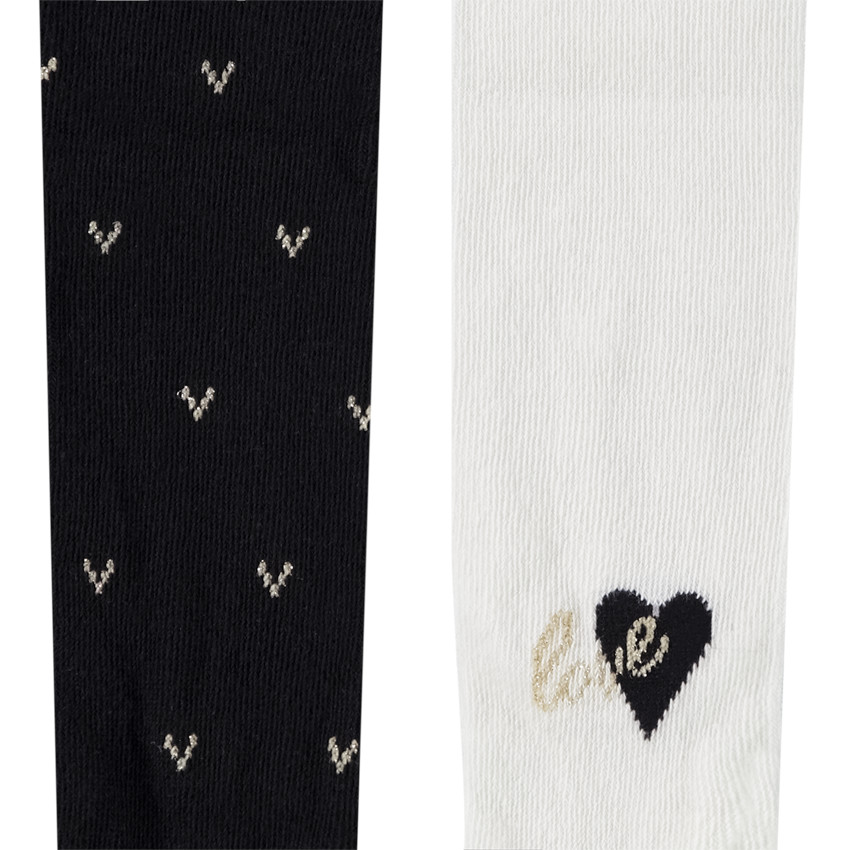 Set van 2 paren van dikke panty in jersey met hartenprint voor meisjes 