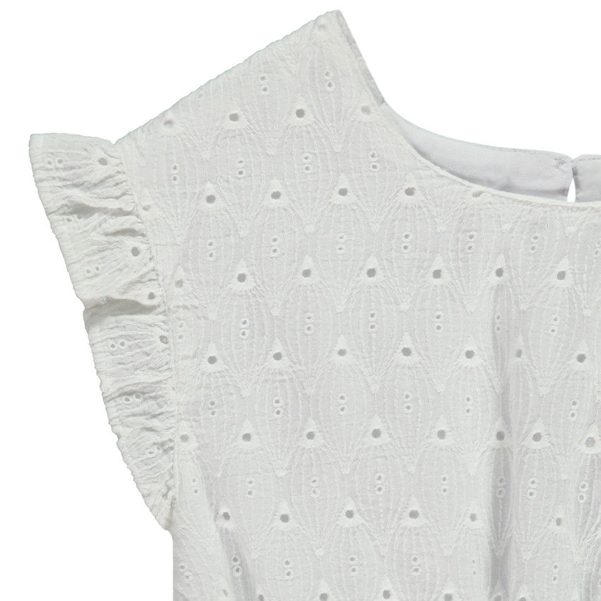 Combishort en broderie anglaise avec taille ajourée pour fille 