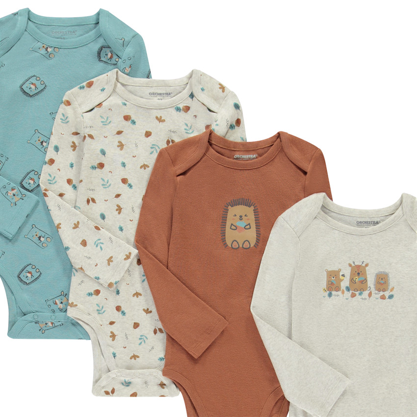 Set van 7 lange mouwen bodies met dierenmotief voor baby jongens met verschillende openingen afhankelijk van de leeftijd 