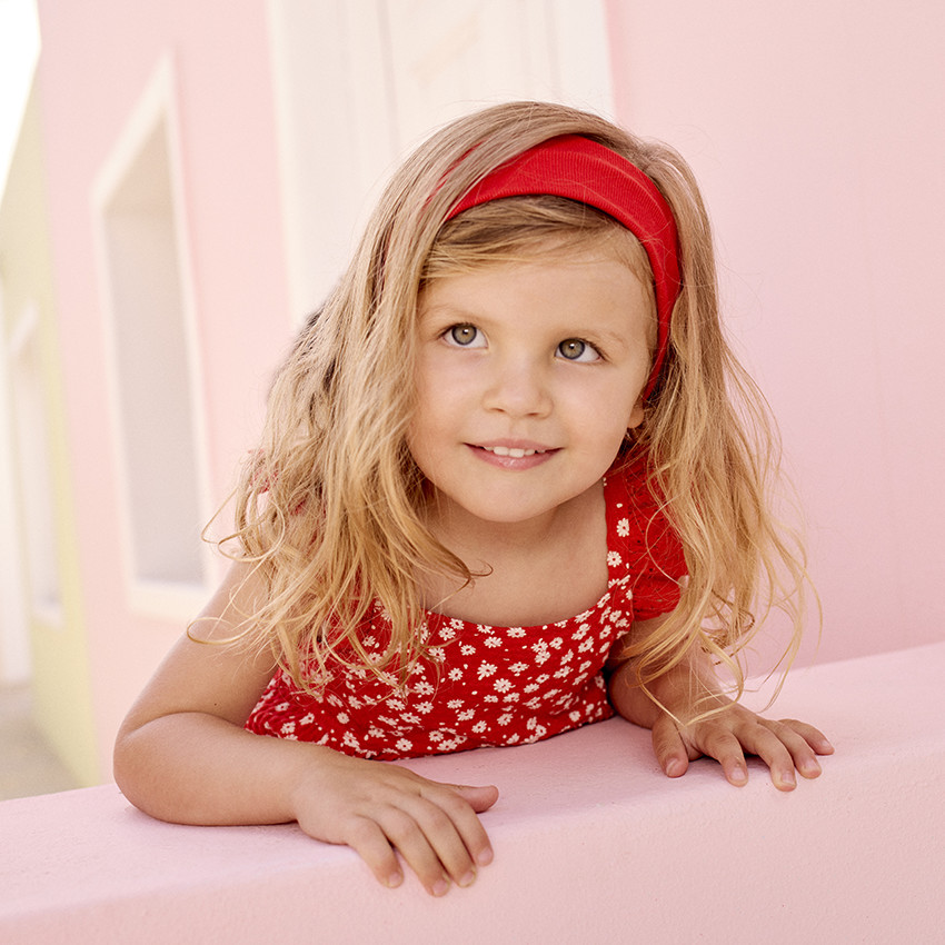 Jurk met korte mouwen bedrukt in cloqué mesh voor baby meisjes 